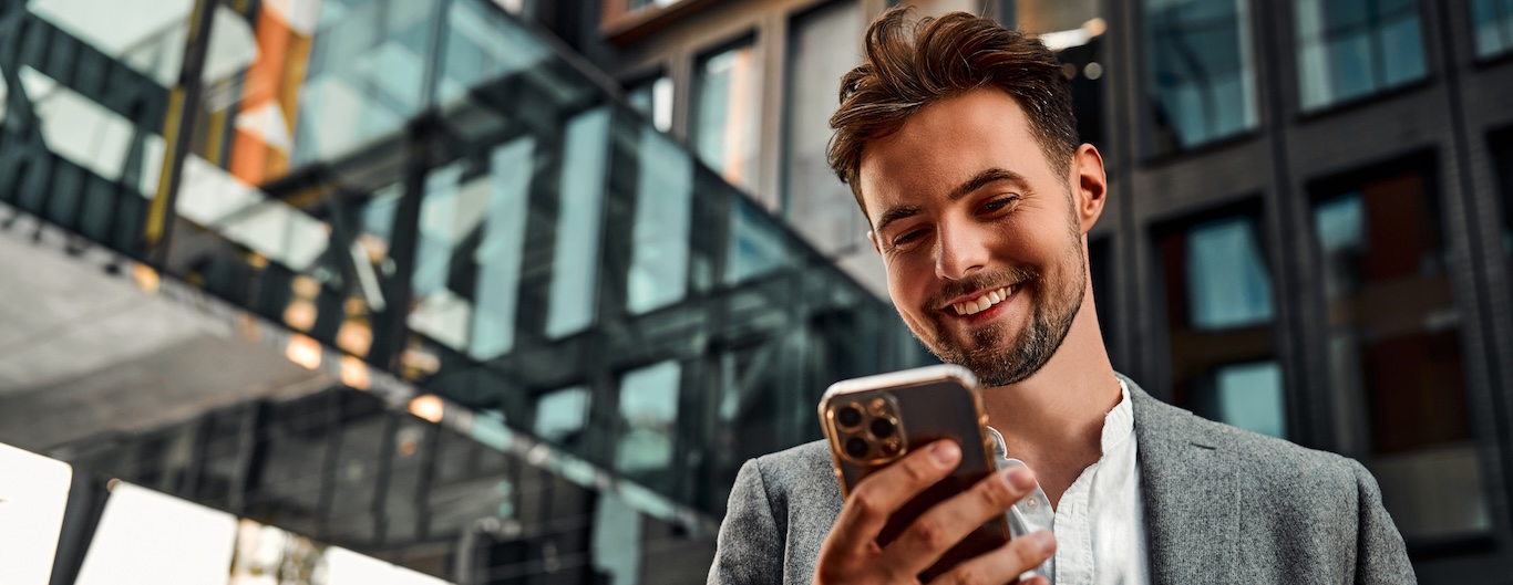 Man looking at mobile phone